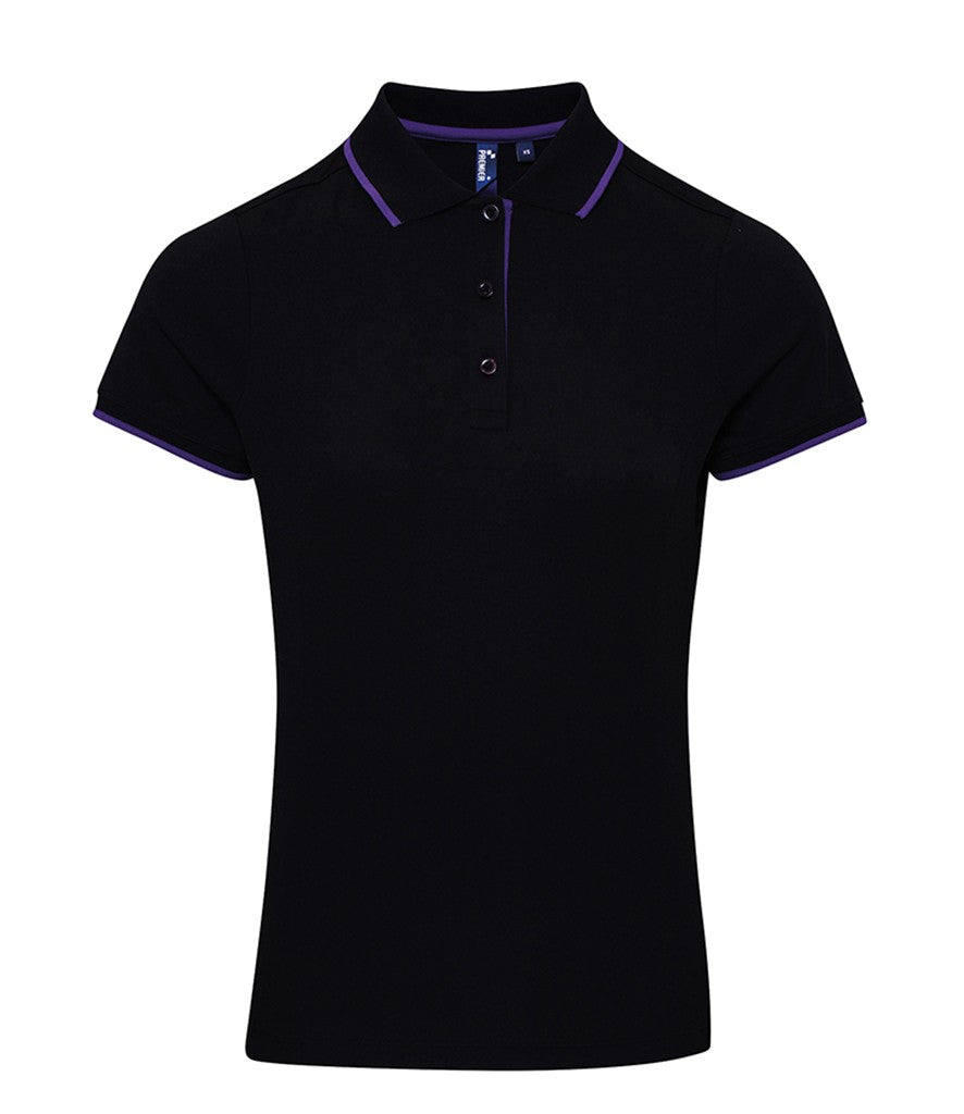 Women's Contrast Coolchecker Polo | BLACK/PURPLE